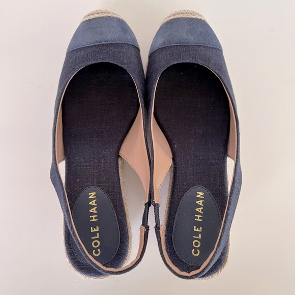 Cole Haan Cloudfeel Denim Slingback Espadrille Wedge Pumps, Navy, 6.5B - Picture 7 of 12
